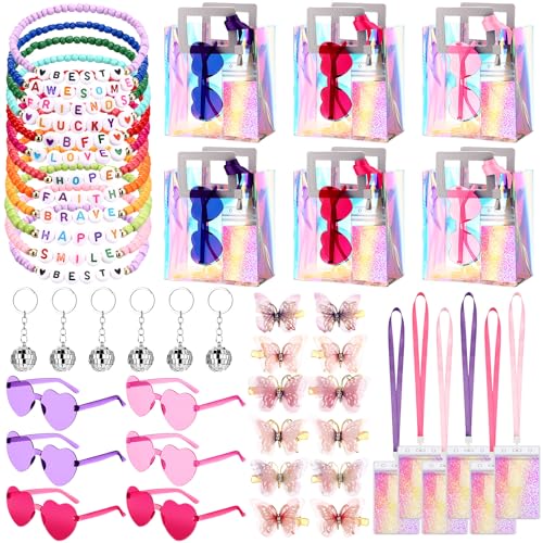 Geiserailie 48 Stück beliebte Sänger-Party-Freundschaftsgeschenke, 6er-Set, inklusive Armband, Disco, Schlüsselanhänger, Sonnenbrille, Schmetterlingsclip und VIP-Pass, Halter für 1989 Fans, von Geiserailie