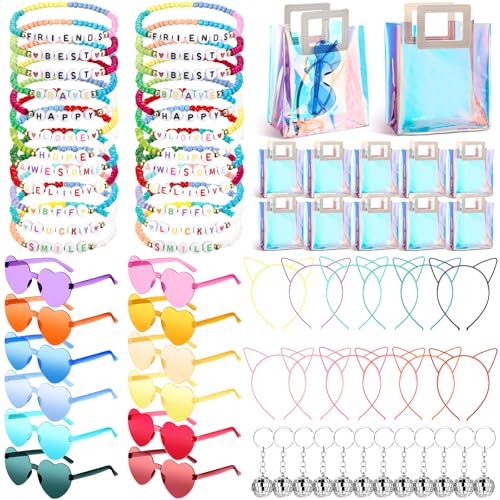 Geiserailie 72 Stück Geburtstagsparty-Geschenke, 24 Freundschaftsarmbänder, 12 bunte Herz-Sonnenbrillen, 12 Katzenohren-Haarbänder, 12 Discokugel-Schlüsselanhänger, 12 kleine holografische Geiserailie 72 Stück Geburtstagsparty-Geschenke, 24 Freundschaftsarmbänder, 12 bunte Herz-Sonnenbrillen, 12 Katzenohren-Haarbänder, 12 Discokugel-Schlüsselanhänger, 12 kleine holografische von Geiserailie