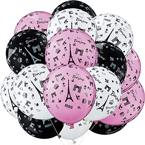 36 Stücke Paris Luftballons Tag in Paris Gedruckte Party Latex Luftballons für Paris Thema Party Dekoration, 12 Zoll von Gejoy