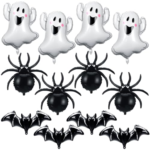 Gejoy 12 Stück Halloween-Ballons, Dekorationen, Halloween-Geist, Fledermaus, Spinnen, Folienballons für den Tag des Todes, gruselige Geburtstag, Babyparty, Party-Zubehör, Foto-Hintergründe, Requisiten Gejoy 12 Stück Halloween-Ballons, Dekorationen, Halloween-Geist, Fledermaus, Spinnen, Folienballons für den Tag des Todes, gruselige Geburtstag, Babyparty, Party-Zubehör, Foto-Hintergründe, Requisiten von Gejoy