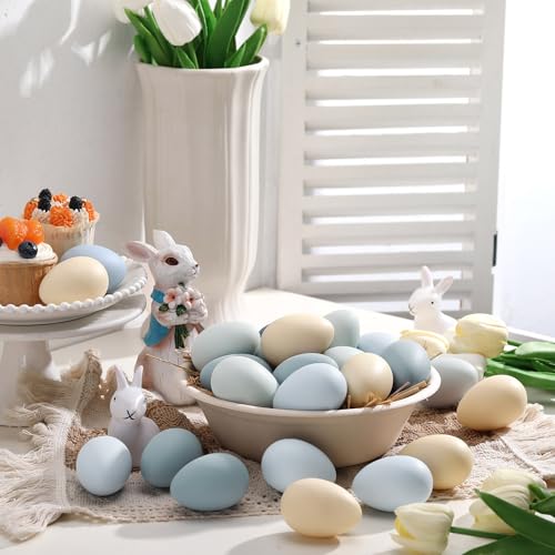 Gejoy 24 Stück neutrale Ostereier aus Kunststoff, gefälschte Hühnereier, 5,9 cm, Vintage-Boho-Osterdekoration, Pastellschale, Vasenfüller, Bauernhaus, Frühlingsdekorationen für Zuhause, Tisch, DIY Gejoy 24 Stück neutrale Ostereier aus Kunststoff, gefälschte Hühnereier, 5,9 cm, Vintage-Boho-Osterdekoration, Pastellschale, Vasenfüller, Bauernhaus, Frühlingsdekorationen für Zuhause, Tisch, DIY von Gejoy