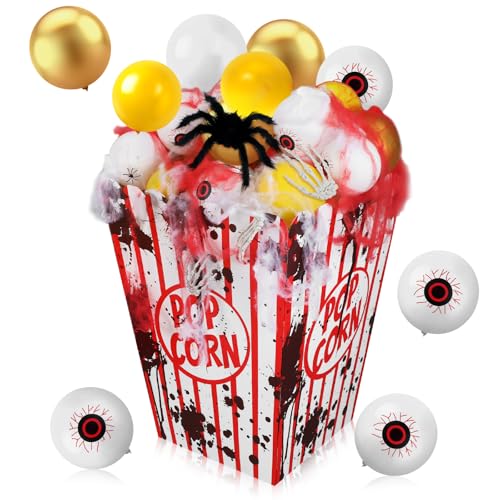 Gejoy 88 Stück riesige gruselige Halloween-Popcorn-Box, blutig, groß, gefälschte Popcorn-Ballon-Eimer-Dekoration mit 80 Luftballons, Spinnenschädel-Händen, für Karneval, Zirkus, Filmabend, Halloween Gejoy 88 Stück riesige gruselige Halloween-Popcorn-Box, blutig, groß, gefälschte Popcorn-Ballon-Eimer-Dekoration mit 80 Luftballons, Spinnenschädel-Händen, für Karneval, Zirkus, Filmabend, Halloween von Gejoy