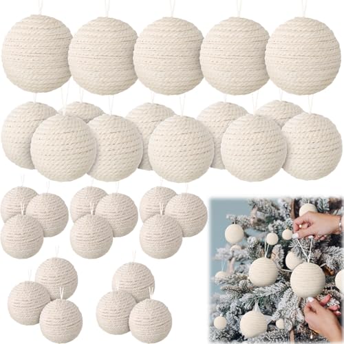 Gejoy Weihnachtsbaumkugel-Ornamente im Bauernhaus-Stil, rustikale Ornamente, Boho-Juteseil, hängende Kugeln für Weihnachtskranz, Girlande, Weihnachtsbaum, Hochzeit, Zuhause, 24 Stück Gejoy Weihnachtsbaumkugel-Ornamente im Bauernhaus-Stil, rustikale Ornamente, Boho-Juteseil, hängende Kugeln für Weihnachtskranz, Girlande, Weihnachtsbaum, Hochzeit, Zuhause, 24 Stück von Gejoy