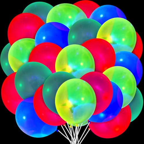 Schwarzlicht Party Ballon UV Schwarzlicht Reaktive Ballon Neon Fluoreszierend Glühen Party Ballon 12 Zoll Bunte Latex Ballon für Schwarzlicht Party, Geburtstag, Hochzeit Zubehör, 5 Farben (100 Stücke) von Gejoy