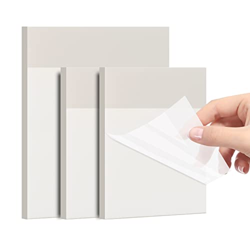 Transparente Haftnotizen, Gelanty 150 Blätter Transparent Sticky Notes Set, Drei Größen Wasserfest Selbstklebendes Haftnotizen für Büro und Studenten von Gelanty