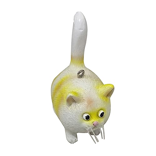 Dekorative Kette zum Aufhängen von Bildern Kitty Miniatur-Skulptur Katzenfiguren Home Kitty Figuren Dekoration Original Kunst Harz Desktop Ornament mit Ausdruck für Buntglas Fenster hängen (A, A) von Gelb&Schwarz