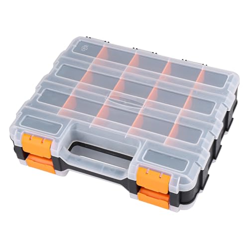 Gelewuld® Doppelseitige Schrauben Sortierbox, 34 Fächer Sortierboxen für Kleinteile mit Abnehmbarer Trennstege, Werkzeug Organizer zur Aufbewahrung von Schrauben, Nägeln und anderen und Kleinteilen von Gelewuld