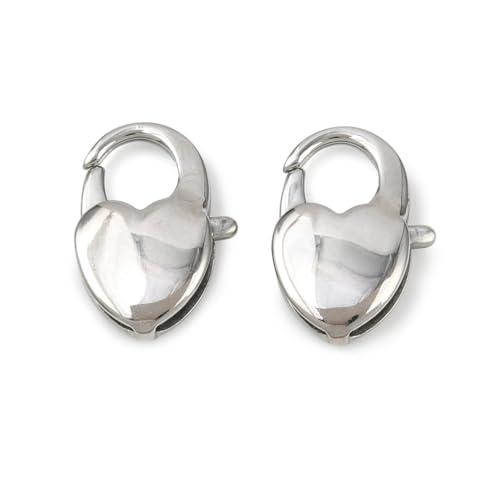 Gelirda 10 Stück Edelstahl Herzform Karabinerverschlüsse Verschluss Ende Schmuck Verschlüsse für DIY Schmuck Armband Halskette Herstellung von Gelirda