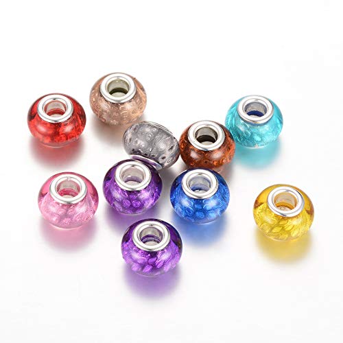 Gelirda 100 Stück bunte europäische Abstandshalter aus Kunstharz, großes Loch, Rondelle-Perlen für DIY-Armbänder, Halsketten, Schmuckherstellung Gelirda 100 Stück bunte europäische Abstandshalter aus Kunstharz, großes Loch, Rondelle-Perlen für DIY-Armbänder, Halsketten, Schmuckherstellung von Gelirda