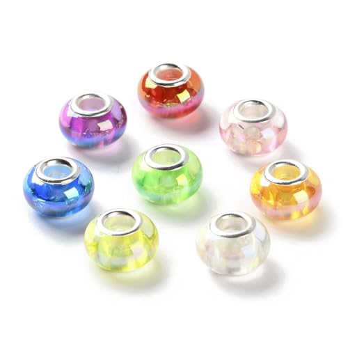 Gelirda 100 Stück bunte europäische Abstandshalter aus Kunstharz, großes Loch, Rondelle-Perlen für DIY-Schmuckherstellung, Armbänder, Halsketten von Gelirda