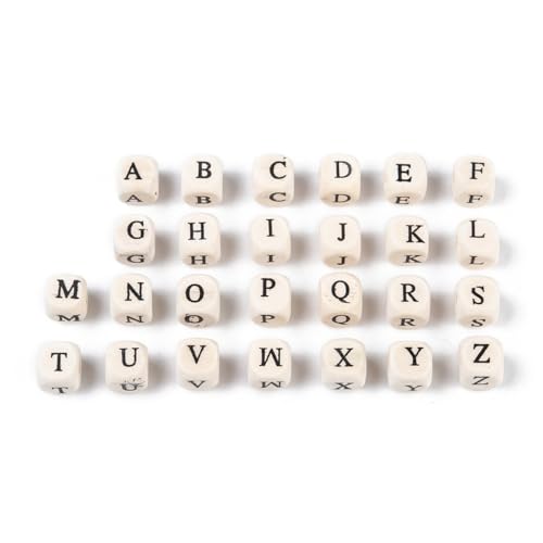 Gelirda 100 Stück natürliche Holzperlen, Würfel mit Buchstaben, Alphabet, Abstandshalter für Schmuckherstellung, Armband, Halskette von Gelirda