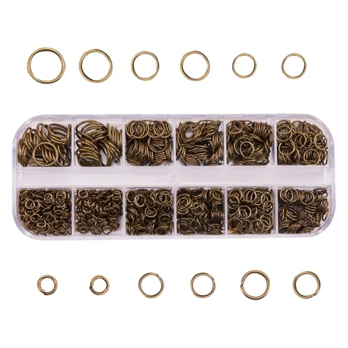 Gelirda 2000 Stück antike bronzefarbene runde Ringe aus Eisen, 18–21 Gauge, Metall, geteilte offene Binderinge für Schmuckherstellung Gelirda 2000 Stück antike bronzefarbene runde Ringe aus Eisen, 18–21 Gauge, Metall, geteilte offene Binderinge für Schmuckherstellung von Gelirda