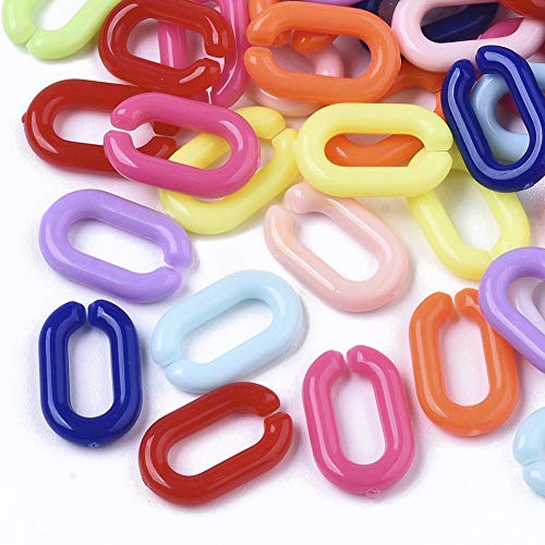 Gelirda 2100 Stück bunte undurchsichtige Acrylverbindungsringe, ovale Schnellverbindungsringe für Schmuckherstellung, Handwerk, Taschenkette, Handygurt von Gelirda