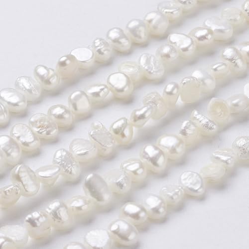 Gelirda 75 Stück natürliche Süßwasserperlen, weiß, unregelmäßig, zweiseitig, poliert, Perlen für Schmuck, Armband, Halskette von Gelirda