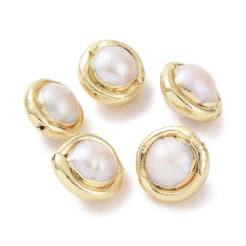 Gelirda Natürliche Nuggets-Perlen, Süßwasserperlen mit goldfarbenem Rand, Abstandshalter für Schmuck, Halsketten, Armbänder, 5 Stück von Gelirda