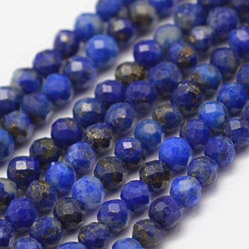 Gelirda Ungefähre 175 Stück natürliche blaue Edelsteine, lose Perlen, Kristall, rund, facettiert, Abstandshalter für Schmuck, Ohrringe, Armbänder, Halsketten von Gelirda