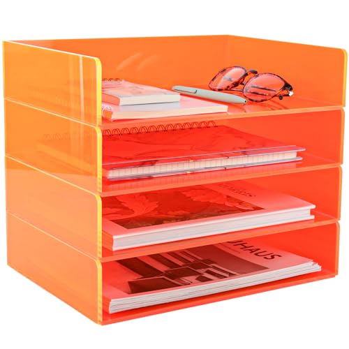 Aktenordner aus Acryl, 4-stöckig, stapelbar, Briefablage, Büro-Papieraufbewahrung, Schreibtisch-Dokumentensortierer, Neonorange Aktenordner aus Acryl, 4-stöckig, stapelbar, Briefablage, Büro-Papieraufbewahrung, Schreibtisch-Dokumentensortierer, Neonorange von Gelite