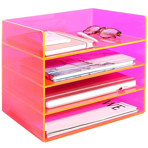 Acryl-Aktenordner für den Schreibtisch, 4-stöckig, stapelbar, Briefablage, Büro-Papieraufbewahrung, Schreibtisch-Dokumentensortierer, Neonrosa Acryl-Aktenordner für den Schreibtisch, 4-stöckig, stapelbar, Briefablage, Büro-Papieraufbewahrung, Schreibtisch-Dokumentensortierer, Neonrosa von Gelite