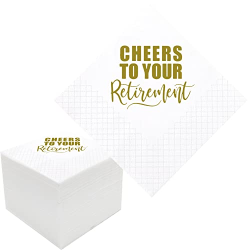 Geloar Cocktail-Servietten, 100 Stück, goldfarbene Cheers To Your Retirement-Servietten, Einweg-Papierservietten, offizielle Happy Retirement-Serviette für Ruhestand, 2-lagig, 12.7x12.7 cm Geloar Cocktail-Servietten, 100 Stück, goldfarbene Cheers To Your Retirement-Servietten, Einweg-Papierservietten, offizielle Happy Retirement-Serviette für Ruhestand, 2-lagig, 12.7x12.7 cm von Geloar