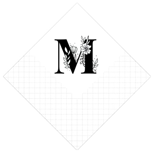 Geloar Monogramm-Servietten, 100 Stück schwarze Buchstabe M Monogramm, personalisierte Einweg-Papier-Cocktail-Servietten für Geburtstag, Braut, Babyparty, Verlobung, 2-lagig, 12.7x12.7x12.7 cm (M) von Geloar