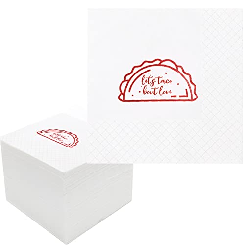 Geloar Taco Bout Love Cocktail-Servietten, 100 Stück, Taco Bout Love Papierservietten in Großpackung für Fiesta-Thema, Verlobung, Hochzeit, Junggesellenabschied, 2-lagig, 12.7x12.7 cm von Geloar