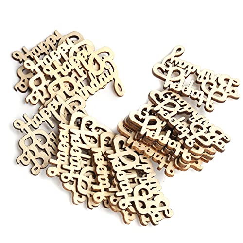 60 Stück Holz Happy Birthday Tischkonfetti, Tischdeko Geburtstag Buchstaben Holz Happy Birthday Deko DIY Dekoratives Handwerk Holzornamente für Mädchen Junge Partys Dekoration von GeluEla