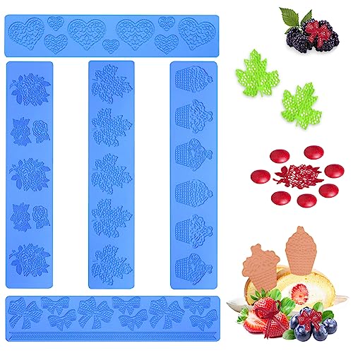 GeluEla Blätter Silikonform, DIY Silikon Kuchen Spitzenform, 3D Hohle Blätter Form Candy Mold, Tulle Molds für Schokolade, Gummis, Kuchendekoration, Desserts, Kuchen Deko, 5 Stück GeluEla Blätter Silikonform, DIY Silikon Kuchen Spitzenform, 3D Hohle Blätter Form Candy Mold, Tulle Molds für Schokolade, Gummis, Kuchendekoration, Desserts, Kuchen Deko, 5 Stück von GeluEla