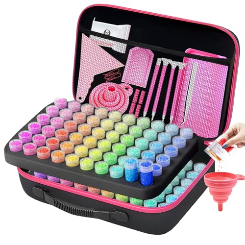 GeluEla Diamond Painting Zubehör,120 Stück Diamant Painting Aufbewahrungsbox mit Koffer Trichter Stickers, 5D Diamond Painting Zubehör Boxen mit Trichtern und Stickers,Sortierboxen für Kleinteile GeluEla Diamond Painting Zubehör,120 Stück Diamant Painting Aufbewahrungsbox mit Koffer Trichter Stickers, 5D Diamond Painting Zubehör Boxen mit Trichtern und Stickers,Sortierboxen für Kleinteile von GeluEla
