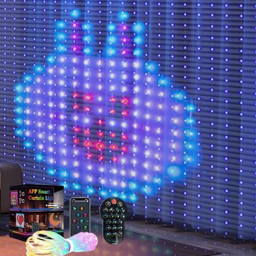 LED Vorhang, Lichtervorhang, Curtain Lights, 1.6 × 1.6 m, lichterketten vorhang, 256 RGB Lichterkette, IP65 Wasserfest, Bluetooth APP und Fernbedienung für Backdrop Schlafzimmer LED Vorhang, Lichtervorhang, Curtain Lights, 1.6 × 1.6 m, lichterketten vorhang, 256 RGB Lichterkette, IP65 Wasserfest, Bluetooth APP und Fernbedienung für Backdrop Schlafzimmer von GeluEla