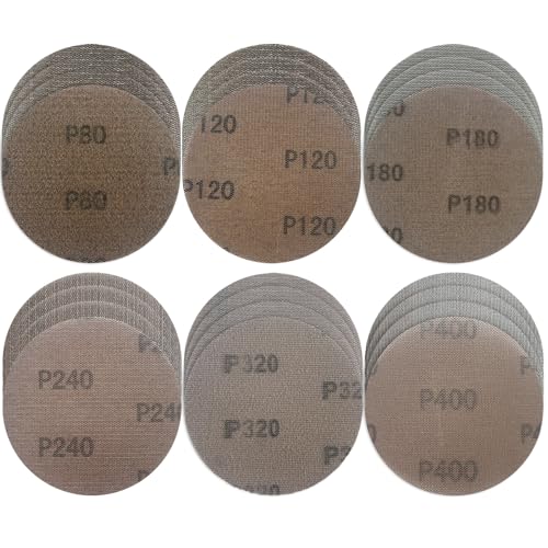 Schleifgitter 125mm Klett, 24 Stück Rund Schleifpapier, Körnung 80/120/180/240/320/400, Staubfrei Schleifen Anti Blockierende Mesh Schleifpapier für Holz, Gipskarton, Metall, Epoxidharz Schleifgitter 125mm Klett, 24 Stück Rund Schleifpapier, Körnung 80/120/180/240/320/400, Staubfrei Schleifen Anti Blockierende Mesh Schleifpapier für Holz, Gipskarton, Metall, Epoxidharz von GeluEla