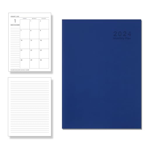 2024 Monatskalender Notizblock, 12 Monate akademischer Monatsplan, Flexibler Kunstlederbezug, 18.5 x 25.5 cm, Jahre- und Monatsplaner, Perfekter Organizer, 48 Seiten, Dunkelblau 2024 Monatskalender Notizblock, 12 Monate akademischer Monatsplan, Flexibler Kunstlederbezug, 18.5 x 25.5 cm, Jahre- und Monatsplaner, Perfekter Organizer, 48 Seiten, Dunkelblau von Geluode