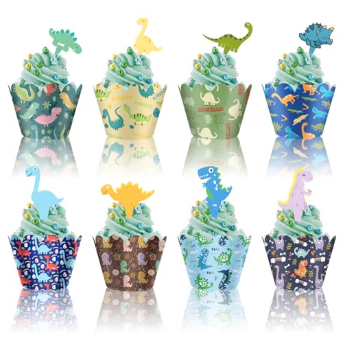 48 Stück Dinosaurier Cupcake Topper und Wrapper, Niedlicher Dino für Jungen und Mädchen, Kindergeburtstag, Babyparty, Jurassic Park Motto-Party Kuchendekorationen 48 Stück Dinosaurier Cupcake Topper und Wrapper, Niedlicher Dino für Jungen und Mädchen, Kindergeburtstag, Babyparty, Jurassic Park Motto-Party Kuchendekorationen von Geluode