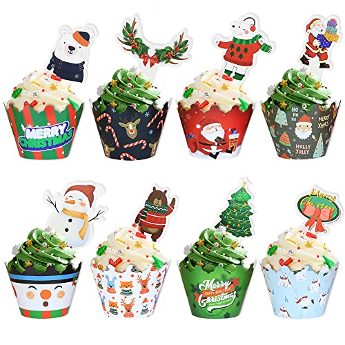 48 Stück Weihnachten Cupcake Topper und Wrapper, Weihnachtsfeier Dekoration Weihnachtsmann Schneemann Rentier Elf Pinguin Weihnachtsbaum Weihnachtskranz Lebkuchen Hand Kuchen Party Dekoration Zubehör 48 Stück Weihnachten Cupcake Topper und Wrapper, Weihnachtsfeier Dekoration Weihnachtsmann Schneemann Rentier Elf Pinguin Weihnachtsbaum Weihnachtskranz Lebkuchen Hand Kuchen Party Dekoration Zubehör von Geluode