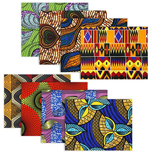 Afrikanische Stoffe Zum Nähen,8 Stück Ankara Jersey Stoff Meterware,20 x 16 Zoll/50 x 40 cm Patchwork Stoffe Paket Wachsdruckstoff Baumwolle Für Nähen Kleidung Handwerk Projekte Patch Arbeit DIY von Geluode