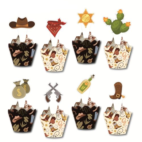 Cowboy-Cupcake-Topper und -Wrapper, 48 Stück Reitender Cowboy Happy Birthday Cupcake-Dekorationen, Western-Thema Cupcake-Dekorationen für Babyparty, Kinder, Jungen, Mädchen, Cowboy, Geburtstagsparty Cowboy-Cupcake-Topper und -Wrapper, 48 Stück Reitender Cowboy Happy Birthday Cupcake-Dekorationen, Western-Thema Cupcake-Dekorationen für Babyparty, Kinder, Jungen, Mädchen, Cowboy, Geburtstagsparty von Geluode