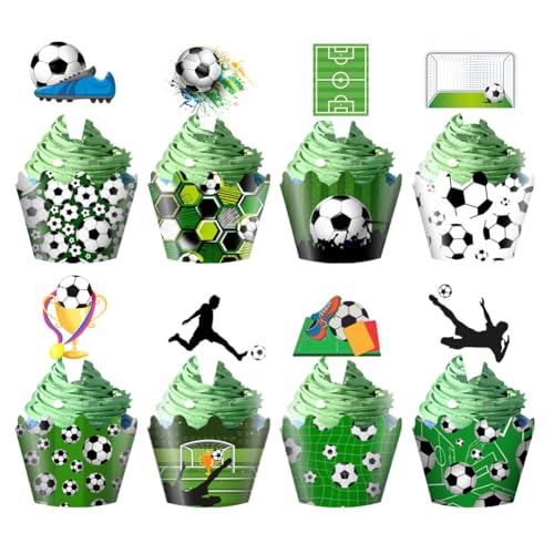 Fußball-Sportplatz Cupcake-Topper und Wrapper, 48 Stück Fußball Cupcake-Dekorationen für Jungen, Mädchen, Kinder, Fußball-Dekorationen für Fußball Geburtstag, Sport Partyzubehör Fußball-Sportplatz Cupcake-Topper und Wrapper, 48 Stück Fußball Cupcake-Dekorationen für Jungen, Mädchen, Kinder, Fußball-Dekorationen für Fußball Geburtstag, Sport Partyzubehör von Geluode