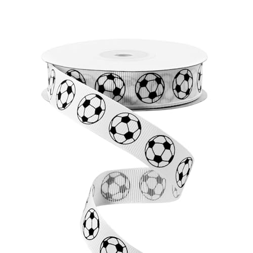Fußballband, 2cm x 25 Yards, Weißes und Schwarzes Stoffband auf Rolle, Sportthema Fußball, für Babyparty, Geschenkverpackung, Partykränze, DIY-Basteln, Nähen, Haarschleifenclip, Gastgeschenke Fußballband, 2cm x 25 Yards, Weißes und Schwarzes Stoffband auf Rolle, Sportthema Fußball, für Babyparty, Geschenkverpackung, Partykränze, DIY-Basteln, Nähen, Haarschleifenclip, Gastgeschenke von Geluode