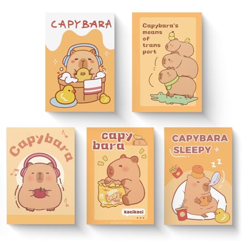 Geluode Capybara Notebooks, A5 Size 5 Packs in 5 Designs 5.5" x 7.8" Cute NotePad Diary for Birthday Gifts Stocking Stuffers Office Business School Kids Students Rewards Geluode Capybara Notebooks, A5 Size 5 Packs in 5 Designs 5.5" x 7.8" Cute NotePad Diary for Birthday Gifts Stocking Stuffers Office Business School Kids Students Rewards von Geluode