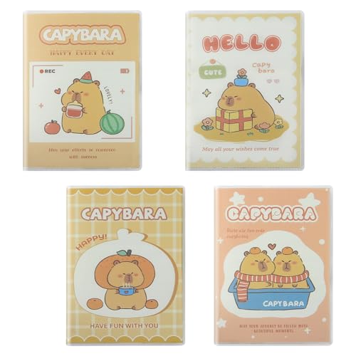 Geluode Capybara Pocket Notebooks, 4 Packs in 4 Designs 3" x 4.2" Cute Waterproof Mini NotePad Diary for Birthday Gifts Stocking Stuffers Office Business School Kids Students Rewards von Geluode