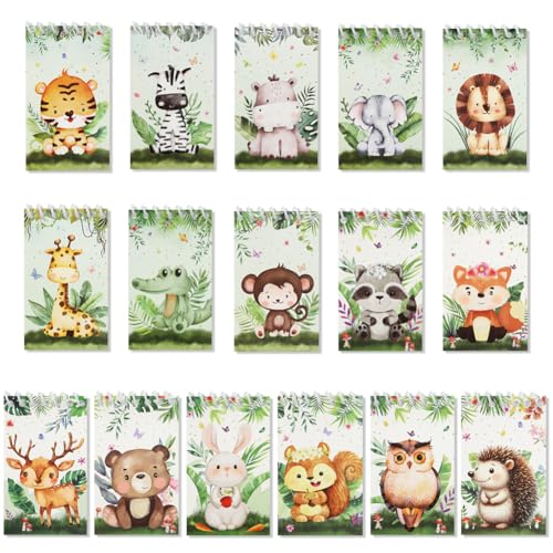 Mini-Notizblöcke mit Dschungeltier-Motiv, spiralförmig, Giraffe, Igel, Kaninchen, Eule, Einband, klein, blanko, für Studenten, Kinder, Waldtiere, Partygeschenke, Geschenktütenfüller, 16 Stück Mini-Notizblöcke mit Dschungeltier-Motiv, spiralförmig, Giraffe, Igel, Kaninchen, Eule, Einband, klein, blanko, für Studenten, Kinder, Waldtiere, Partygeschenke, Geschenktütenfüller, 16 Stück von Geluode