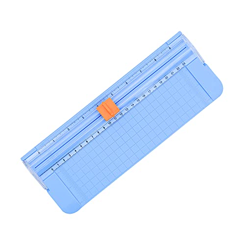 Papierschneidemaschine, A4, tragbarer Mini-Papierschneider, Scrapbooking-Werkzeug mit Sicherheitsschutz und seitlichem Lineal für Papier, Fotos und Etiketten (blau) von Geluode