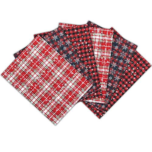 Weihnachts-Gingham-Leinenstoff, 6 Stück, Weihnachts-Schottenkaro, Fat Quarter-Stoffbündel, Weihnachten, rot, grün, Calico-Material, Stoffquadrate 50 x 40 cm, zum Basteln, Nähen, handgefertigtes Tuch Weihnachts-Gingham-Leinenstoff, 6 Stück, Weihnachts-Schottenkaro, Fat Quarter-Stoffbündel, Weihnachten, rot, grün, Calico-Material, Stoffquadrate 50 x 40 cm, zum Basteln, Nähen, handgefertigtes Tuch von Geluode