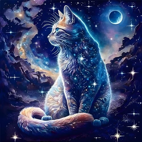 GemZono Diamond Painting, DIY Full Round Drill Diamond Painting Kits Diamond Art Starry Night Cat Diamond Painting Kits for Adults Diamond Dots Cat Crafts for Family Home Wall Decor Gifts 12x12 inches GemZono Diamond Painting, DIY Full Round Drill Diamond Painting Kits Diamond Art Starry Night Cat Diamond Painting Kits for Adults Diamond Dots Cat Crafts for Family Home Wall Decor Gifts 12x12 inches von GemZono