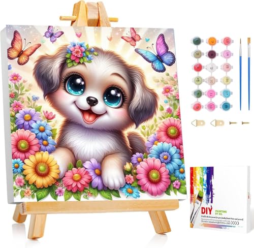 Gemartmall Hund Malen Nach Zahlen Kinder ab 10 mit Rahmen- Malen Nach Zahlen Tiere mit Staffelei für Geschenk DIY Bastelset 20x20 cm Gemartmall Hund Malen Nach Zahlen Kinder ab 10 mit Rahmen- Malen Nach Zahlen Tiere mit Staffelei für Geschenk DIY Bastelset 20x20 cm von Gemartmall