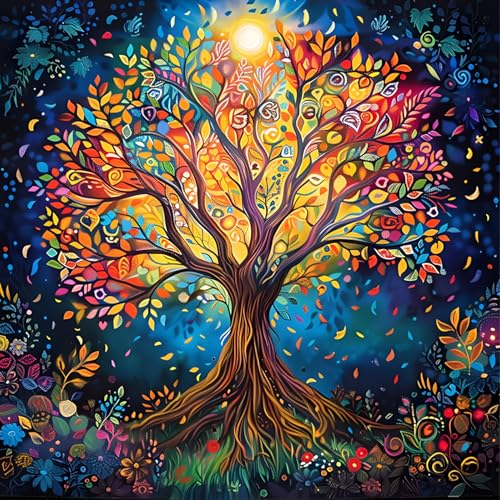 Gemartmall Lebensbaum Diamond Painting Erwachsene-Diy Set Erwachsene Diamond Painting,Lebensbaum Diamond Painting als Geschenk Oder als Wanddekoration Zu Hause Verwendet Werden (30x30CM) von Gemartmall