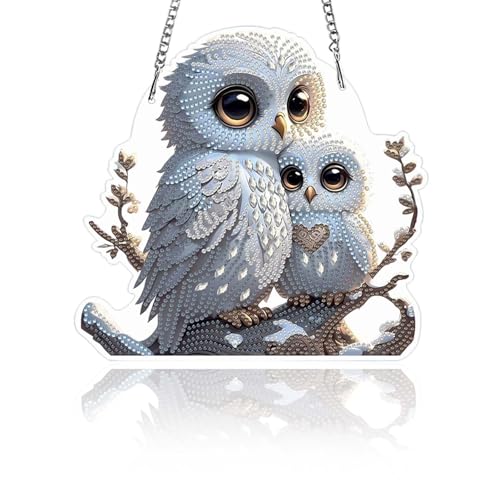 Gemdoit Diamond Painting Fensterbilder Eule Diamond-Painting Tiere Diamant Malerei Bilder Anhänger DekorErwachsene Kinder Bastelset Kinder Erwachsene von Gemdoit