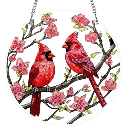 Gemdoit Diamond Painting Fensterbilder Kardinal Diamond-Painting Bilder Deko Daiments Painting Anhänger Tiere Bastelset Erwachsene von Gemdoit