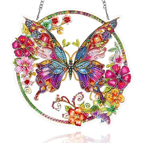 Gemdoit Diamond Painting Fensterbilder Schmetterling Diamond-Painting Bilder Deko Daiments Painting Tiere Anhänger Bastelset Erwachsene von Gemdoit