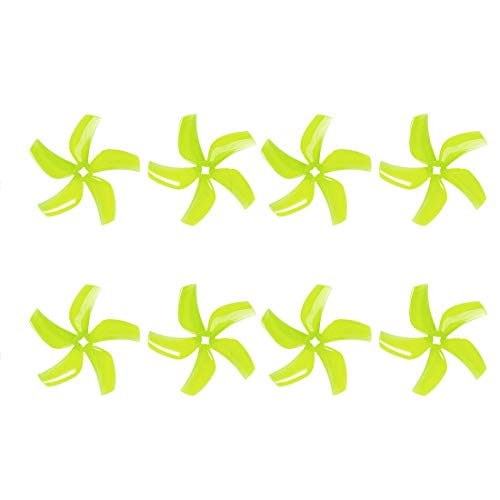 Gemfan 4Pairs D76 Prop 5mm / 1,5mm 5-Blatt 3-Loch Propeller CW CCW für 1408-1606 Motor RC Drone (5mm,Yellow) von Gemfan