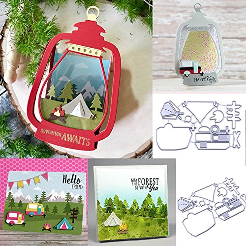 Gemini_mall® Camping Fire Set Metall Stanzformen Prägeschablone für DIY Scrapbooking Fotoalbum Papier Karten Basteln Dekor (Stil 1) von Gemini_mall